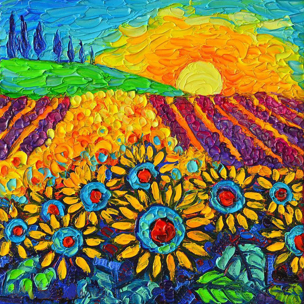 Sunflower Oil Painting - Full Round Drill Diamond Painting 30*30CM