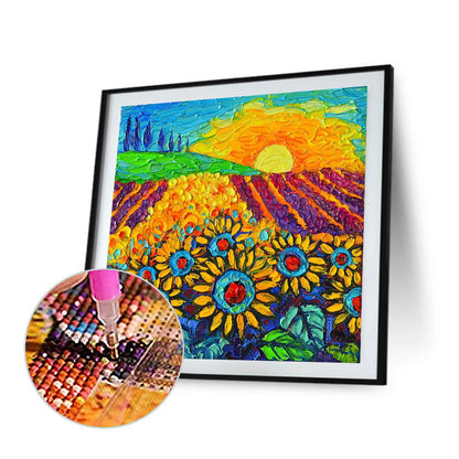 Sunflower Oil Painting - Full Round Drill Diamond Painting 30*30CM