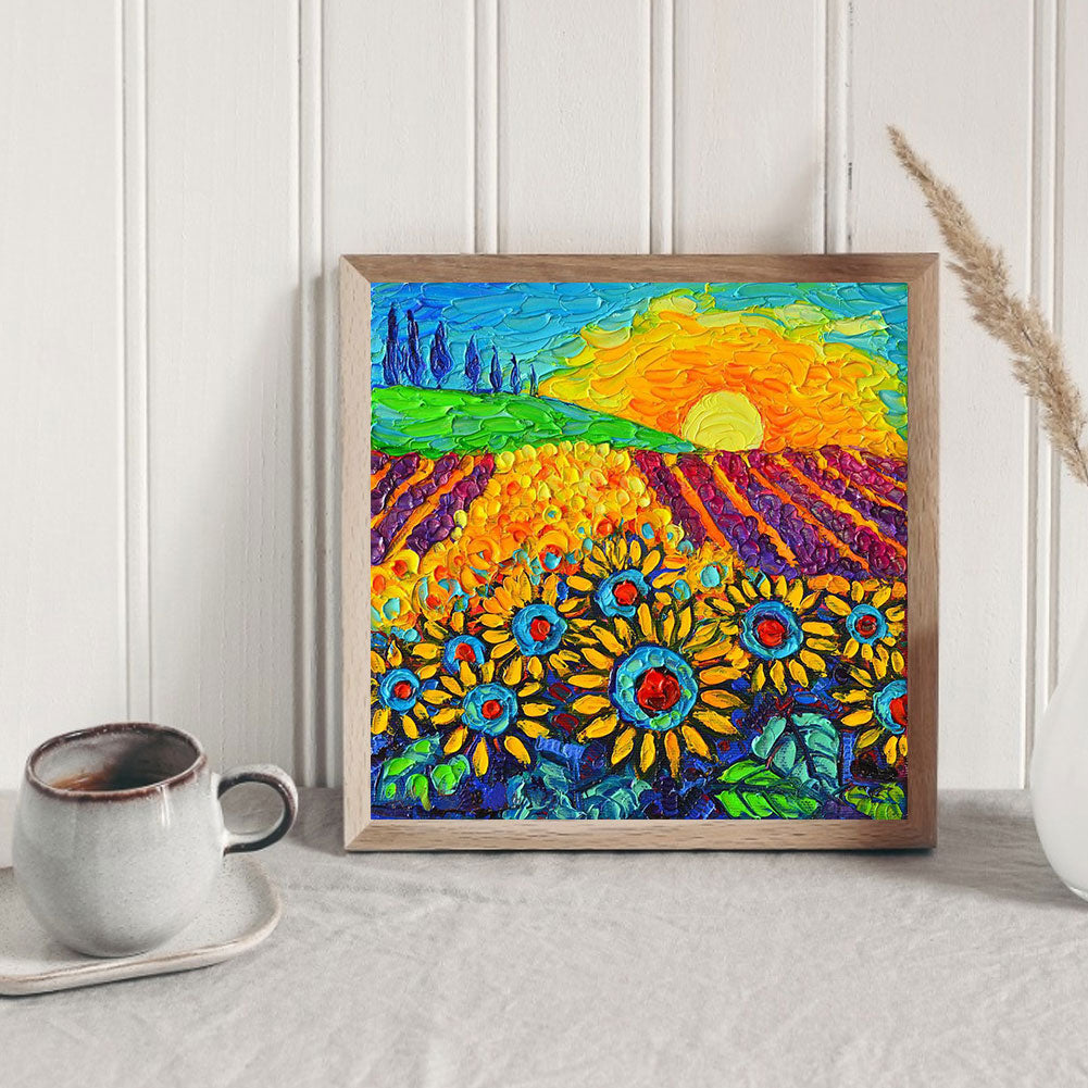 Sunflower Oil Painting - Full Round Drill Diamond Painting 30*30CM