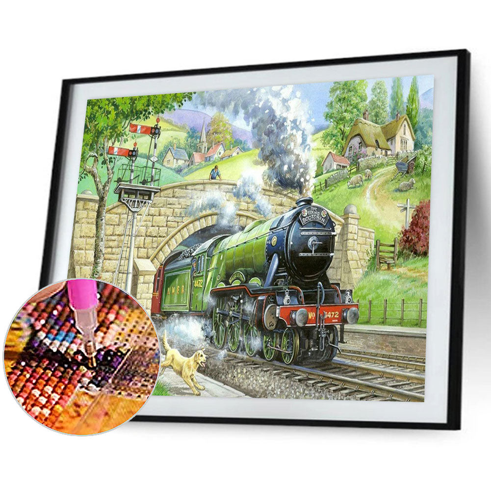 Train Exits Tunnel - Full Round Drill Diamond Painting 40*30CM