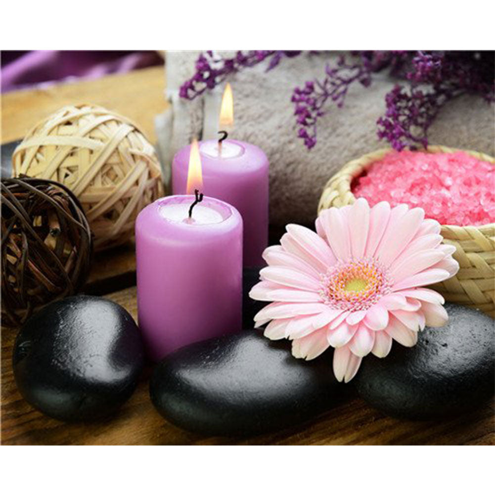 Candle Zen Stone - Full Square Drill Diamond Painting 40*30CM