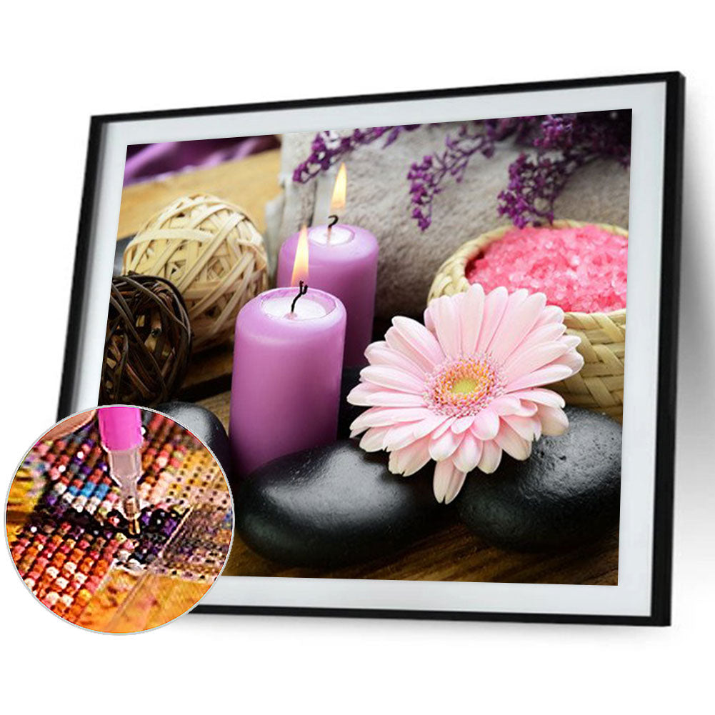 Candle Zen Stone - Full Square Drill Diamond Painting 40*30CM