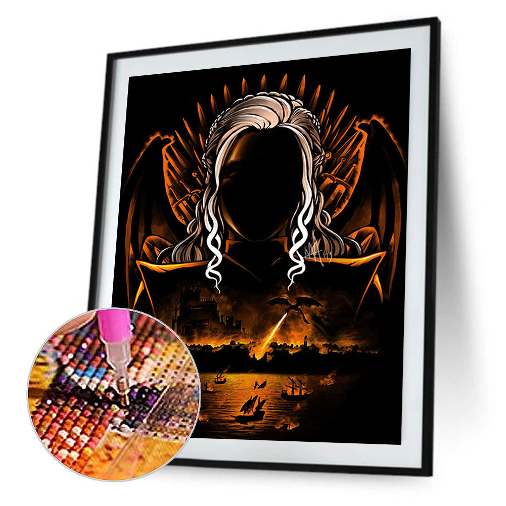 Game Of Thrones Dragon Girl Silhouette - Full Round Drill Diamond Painting 30*40CM