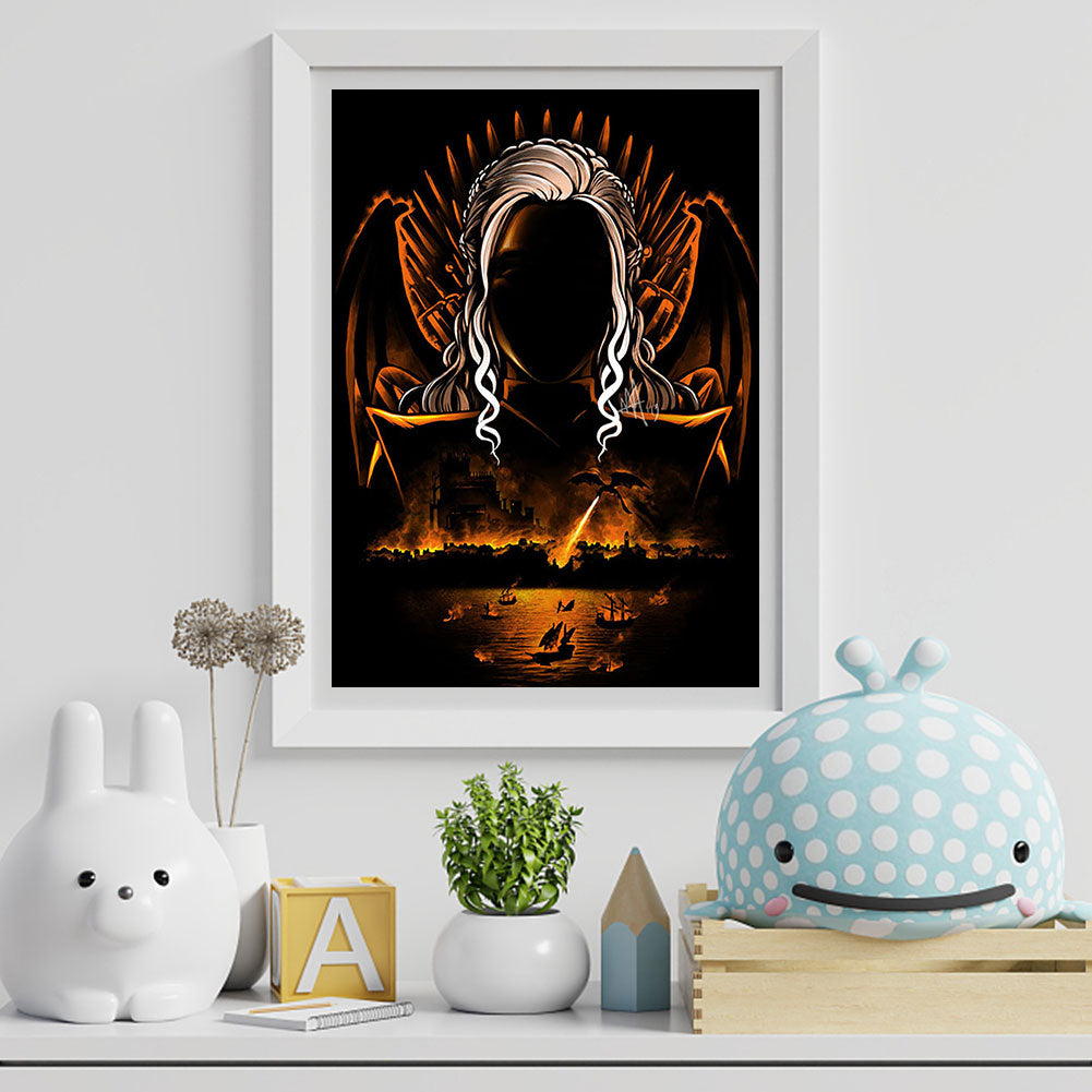 Game Of Thrones Dragon Girl Silhouette - Full Round Drill Diamond Painting 30*40CM