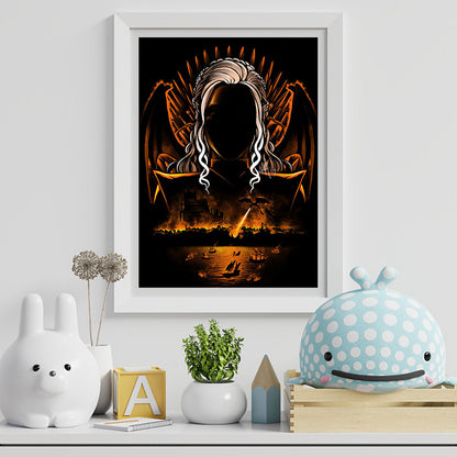 Game Of Thrones Dragon Girl Silhouette - Full Round Drill Diamond Painting 30*40CM