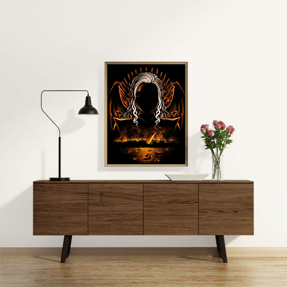 Game Of Thrones Dragon Girl Silhouette - Full Round Drill Diamond Painting 30*40CM