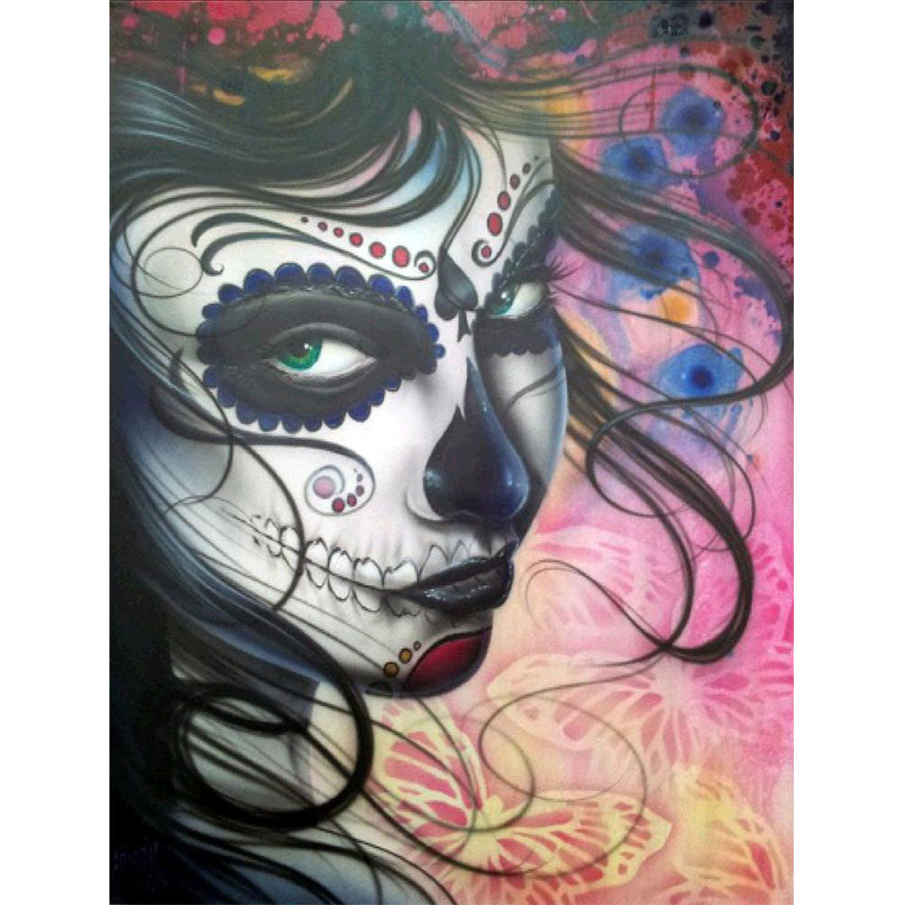 Skull Girl - Full Round Drill Diamond Painting 30*40CM