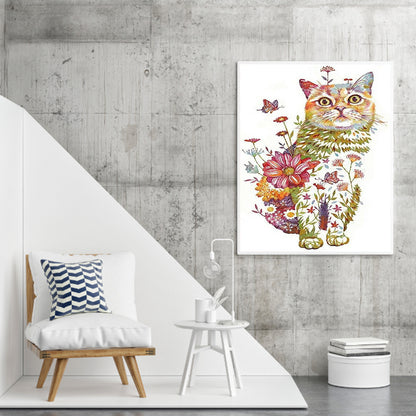 Flower Cat - Full Round Drill Diamond Painting 40*50CM