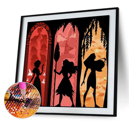 Disney Princess Silhouette - Full Round Drill Diamond Painting 50*50CM