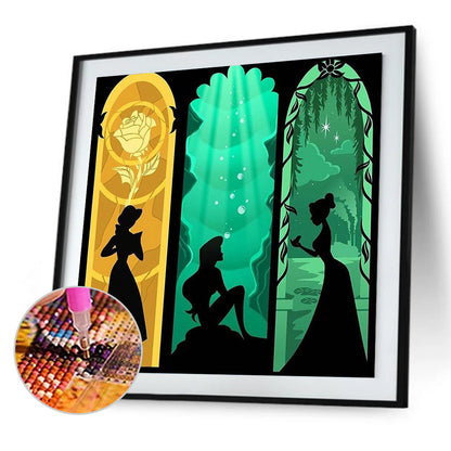Disney Princess Silhouette - Full Round Drill Diamond Painting 50*50CM