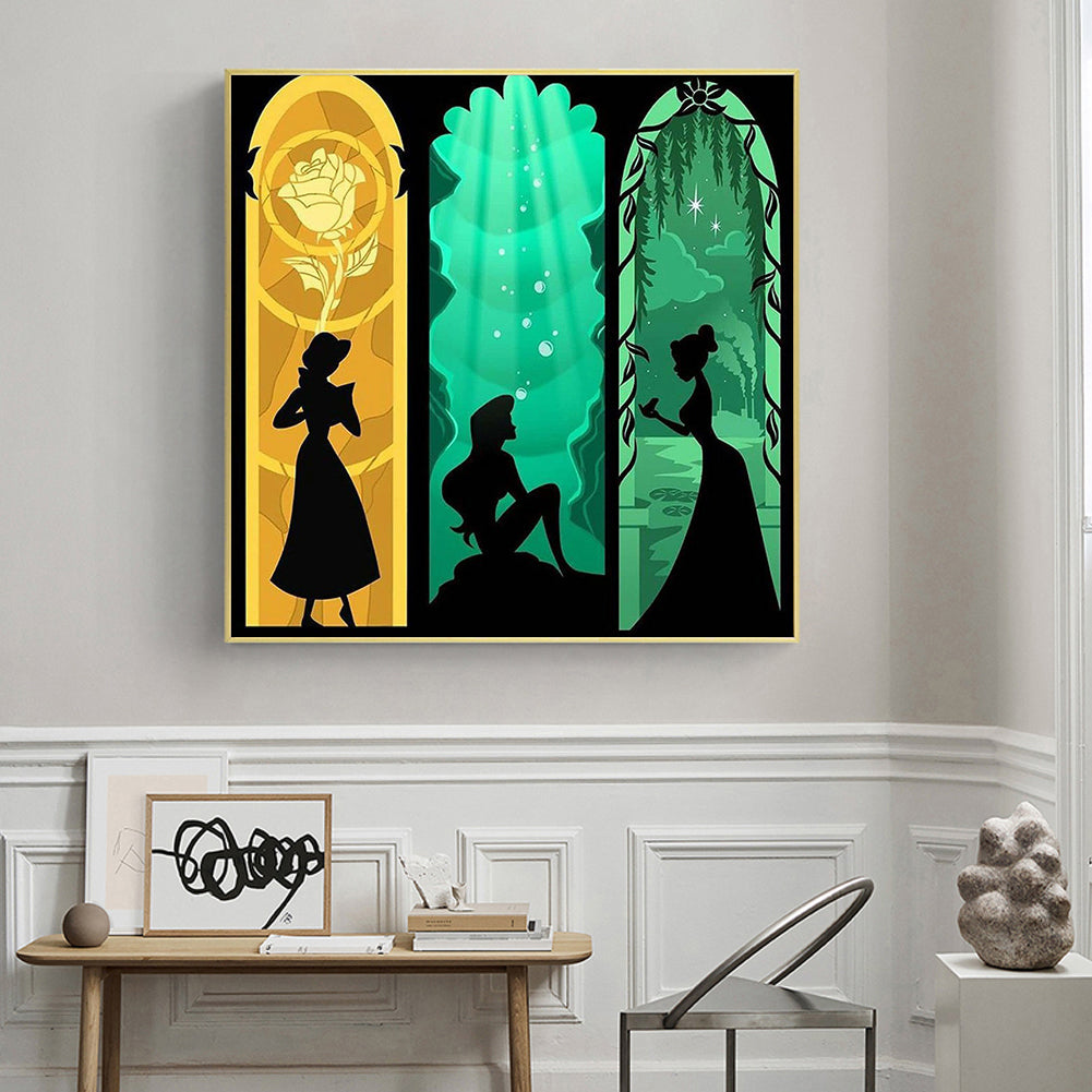 Disney Princess Silhouette - Full Round Drill Diamond Painting 50*50CM