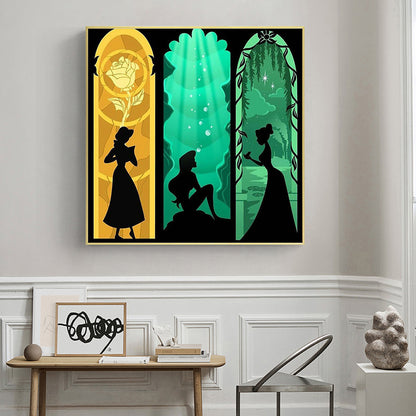 Disney Princess Silhouette - Full Round Drill Diamond Painting 50*50CM