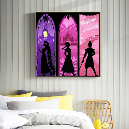 Disney Princess Silhouette - Full Round Drill Diamond Painting 50*50CM