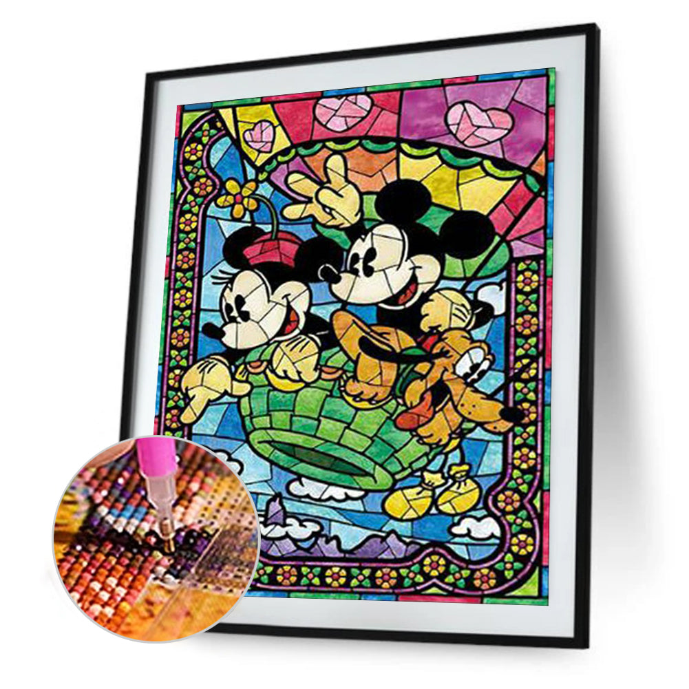 Stained Glass Mickey Mouse - Full Round Drill Diamond Painting 40*50CM