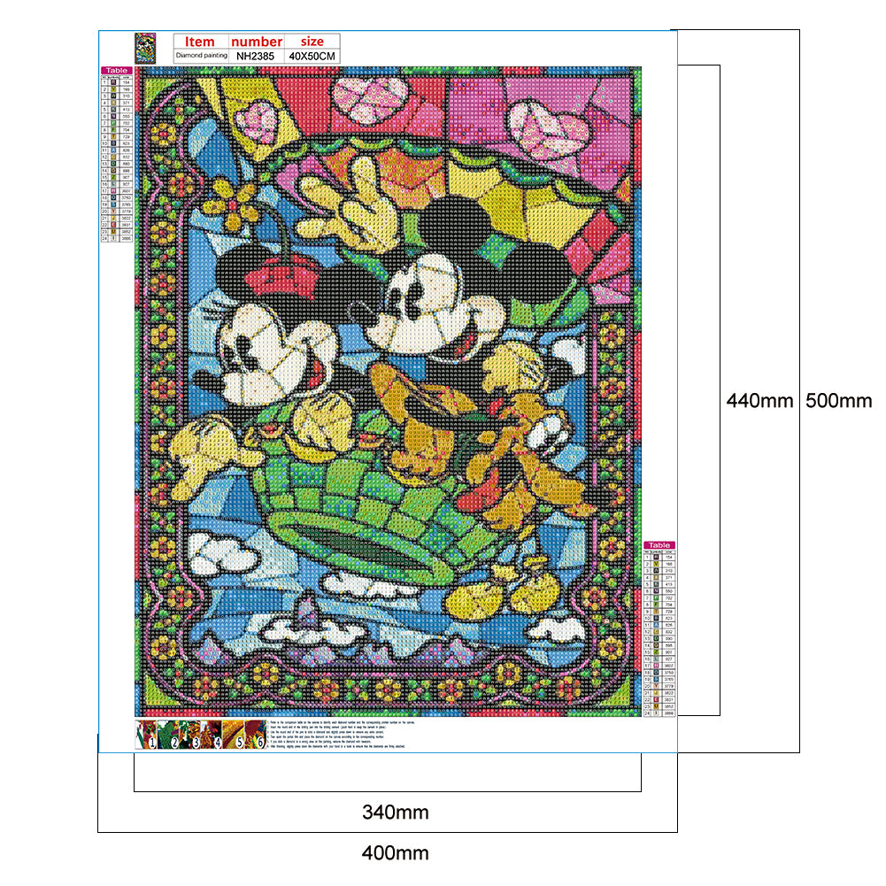 Stained Glass Mickey Mouse - Full Round Drill Diamond Painting 40*50CM