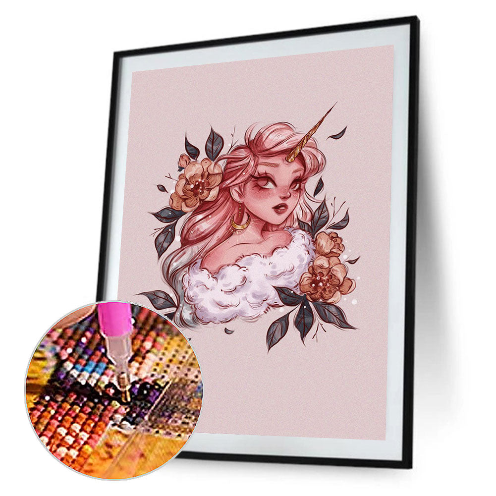 Illustration Girl - Full Round Drill Diamond Painting 40*60CM