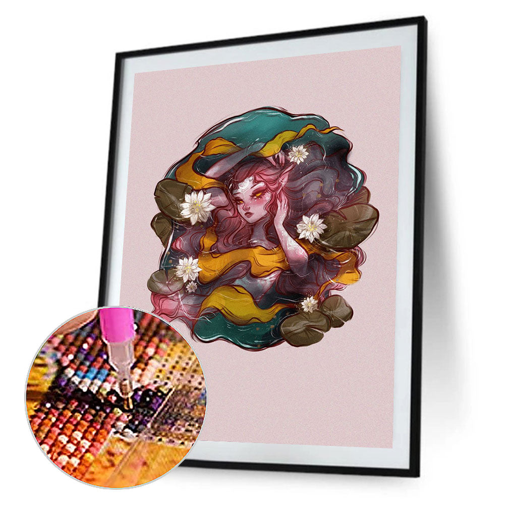 Illustration Girl - Full Round Drill Diamond Painting 40*60CM