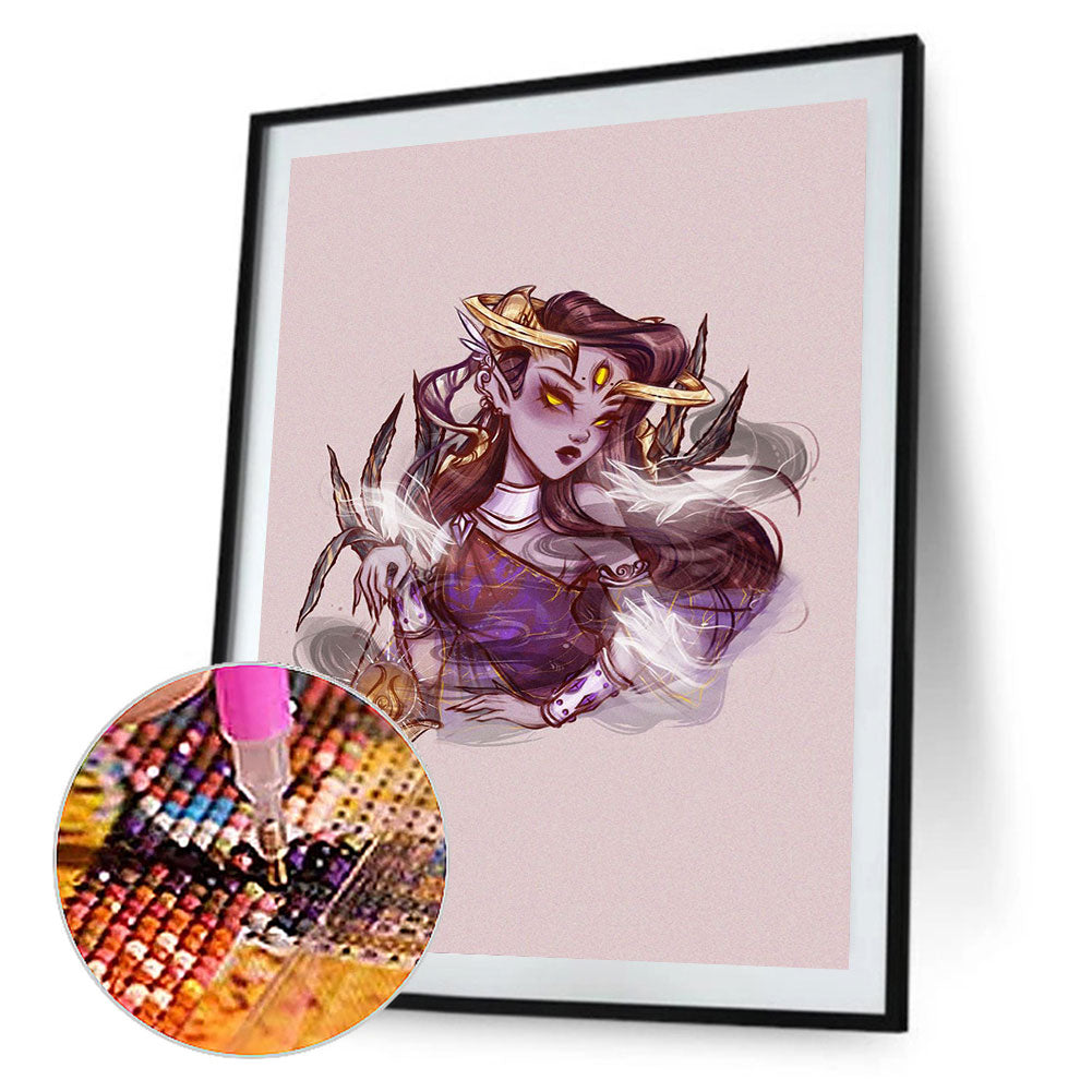 Illustration Girl - Full Round Drill Diamond Painting 40*60CM