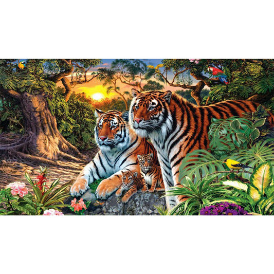 Puzzle Find Tiger - Full Round Drill Diamond Painting 70*40CM