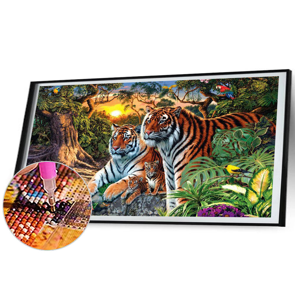 Puzzle Find Tiger - Full Round Drill Diamond Painting 70*40CM