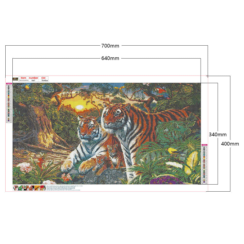 Puzzle Find Tiger - Full Round Drill Diamond Painting 70*40CM