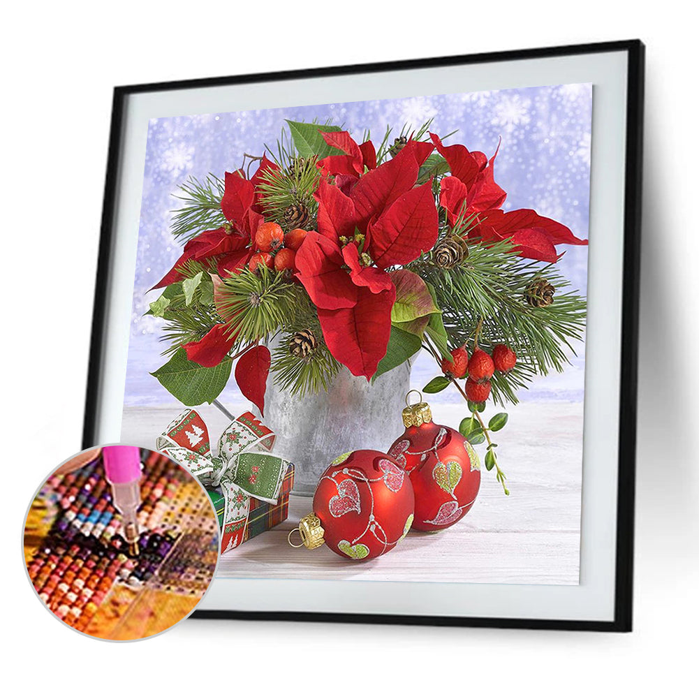 Poinsettia Bouquet - Full Square Drill Diamond Painting 40*40CM