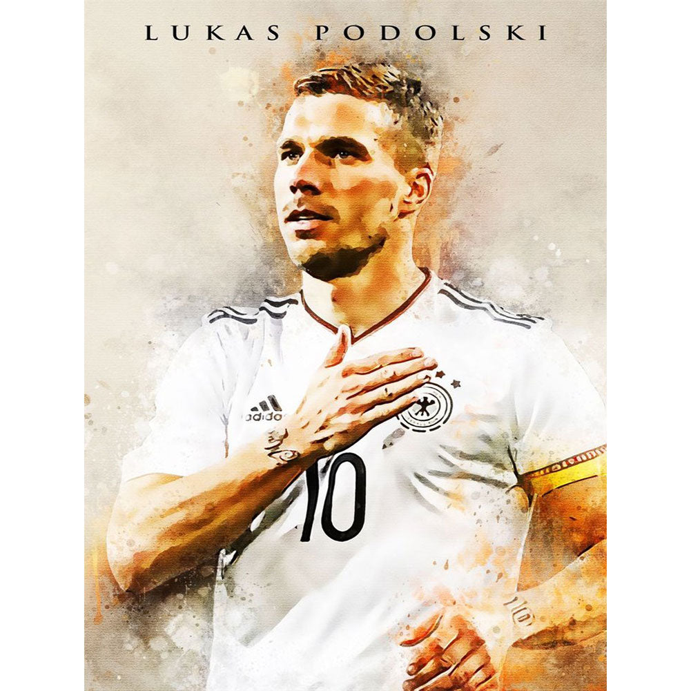 German Footballer Lukas Podolski - Full Round Drill Diamond Painting 30*40CM