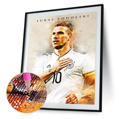 German Footballer Lukas Podolski - Full Round Drill Diamond Painting 30*40CM