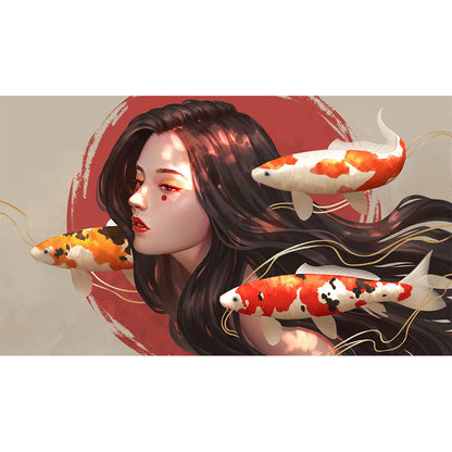 Goldfish Girl - Full Round Drill Diamond Painting 70*30CM