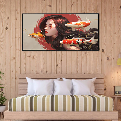 Goldfish Girl - Full Round Drill Diamond Painting 70*30CM