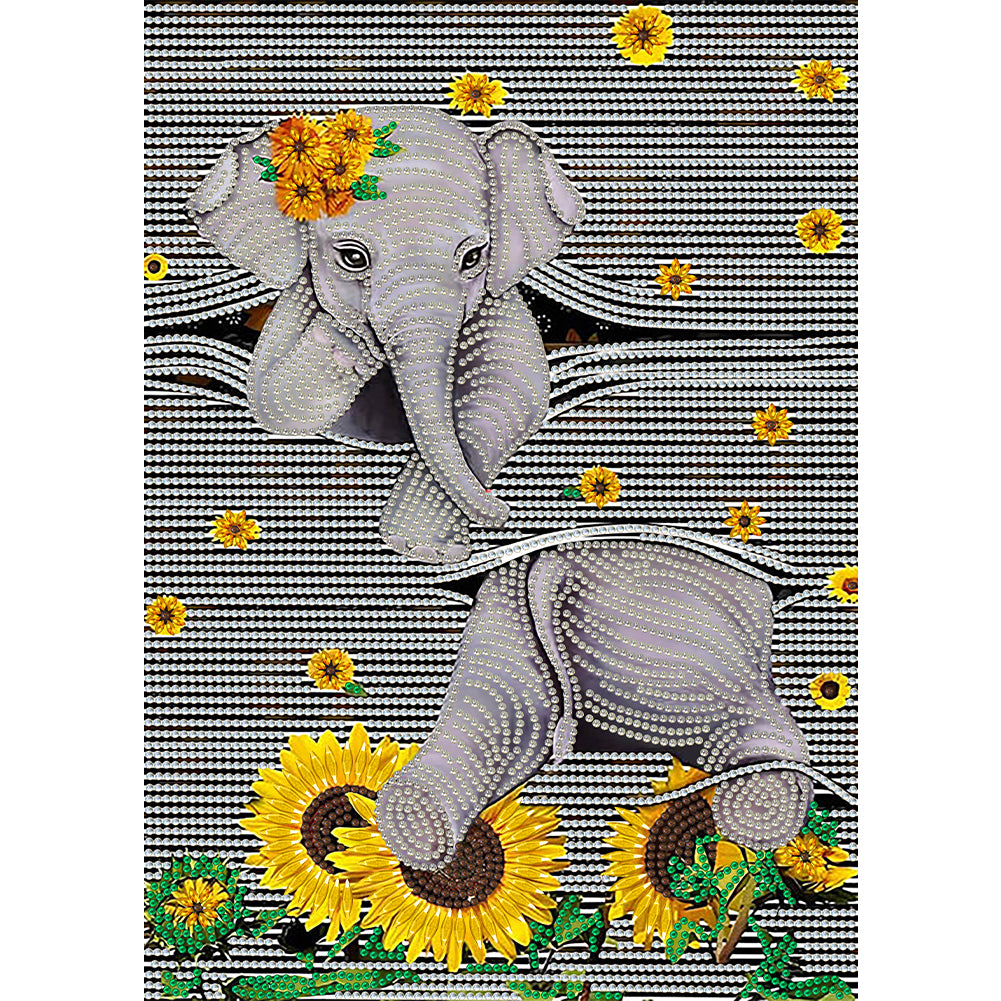 Sunflower Elephant - Special Shaped Drill Diamond Paiting 30*40CM