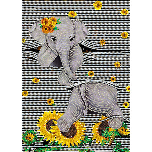 Sunflower Elephant - Special Shaped Drill Diamond Paiting 30*40CM