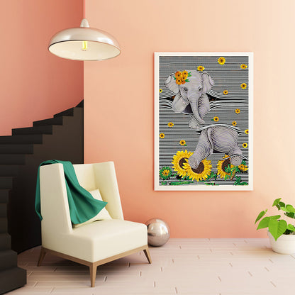 Sunflower Elephant - Special Shaped Drill Diamond Paiting 30*40CM