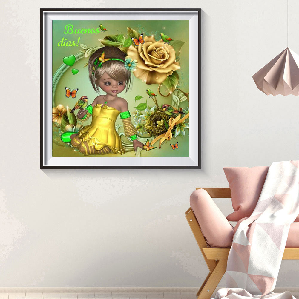 Yellow Rose Flower Girl - Special Shaped Drill Diamond Paiting 30*30CM