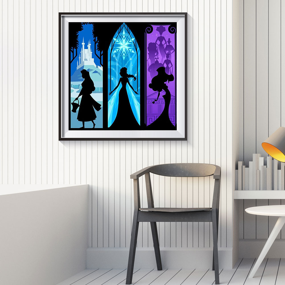 Disney Princess Silhouette - Full Round Drill Diamond Painting 40*40CM