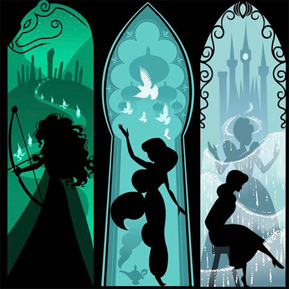 Disney Princess Silhouette - Full Round Drill Diamond Painting 40*40CM