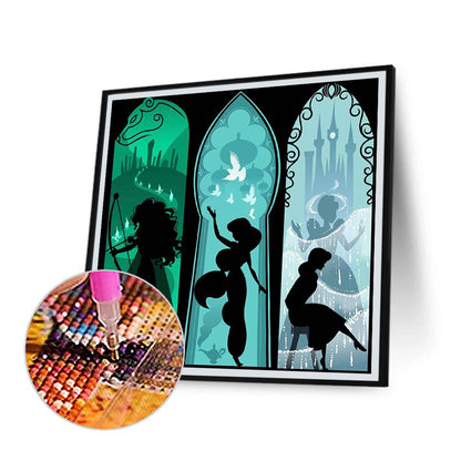 Disney Princess Silhouette - Full Round Drill Diamond Painting 40*40CM