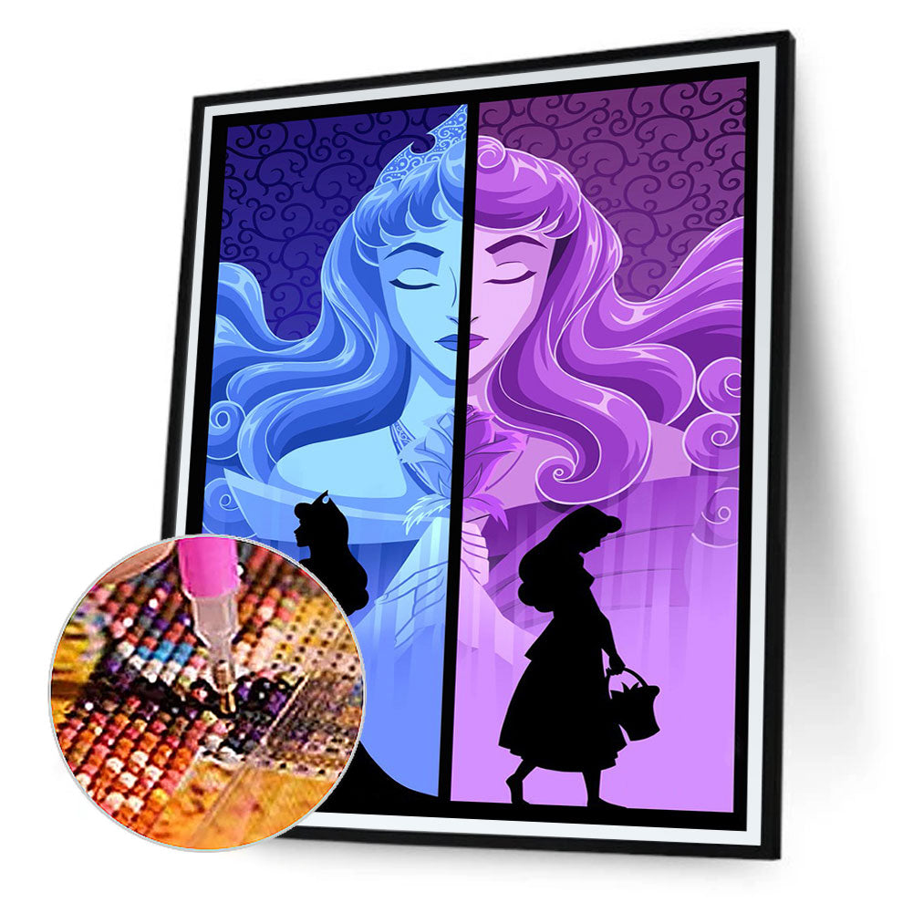 Silhouette Sleeping Beauty Disney - Full Round Drill Diamond Painting 40*50CM