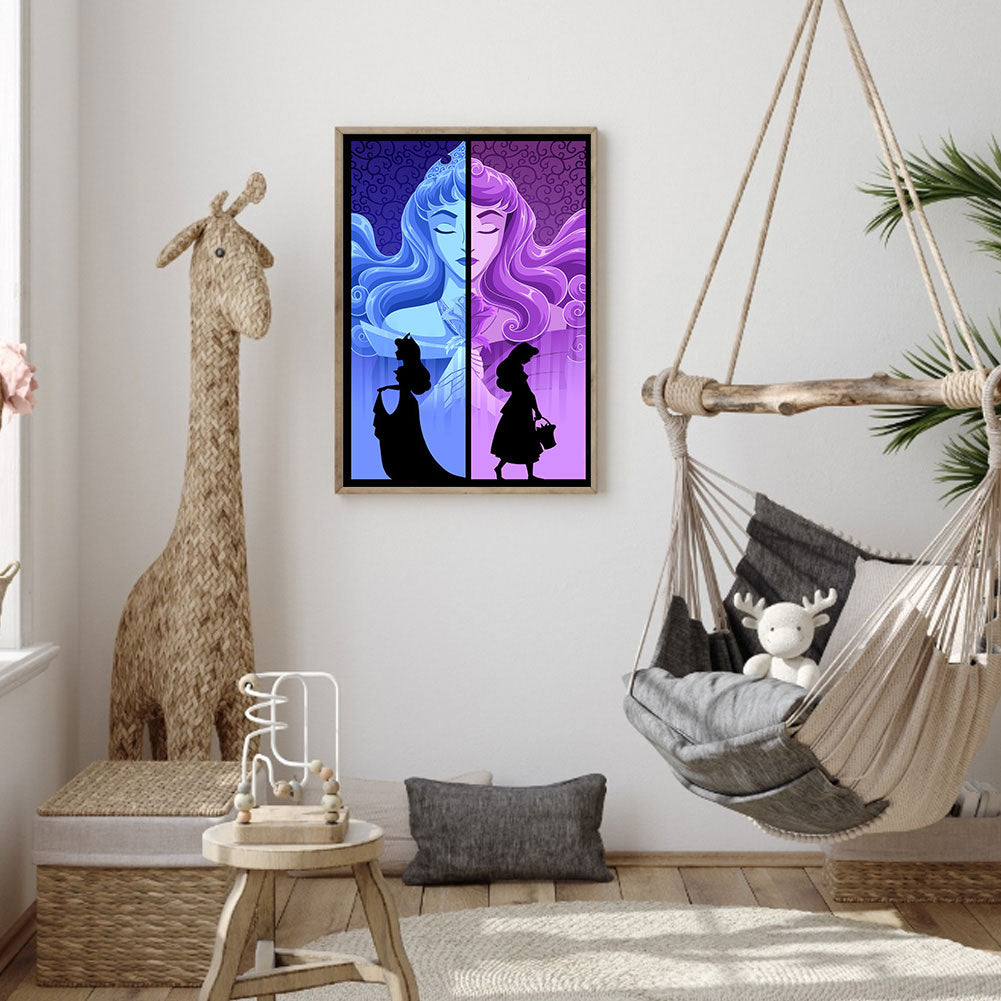 Silhouette Sleeping Beauty Disney - Full Round Drill Diamond Painting 40*50CM