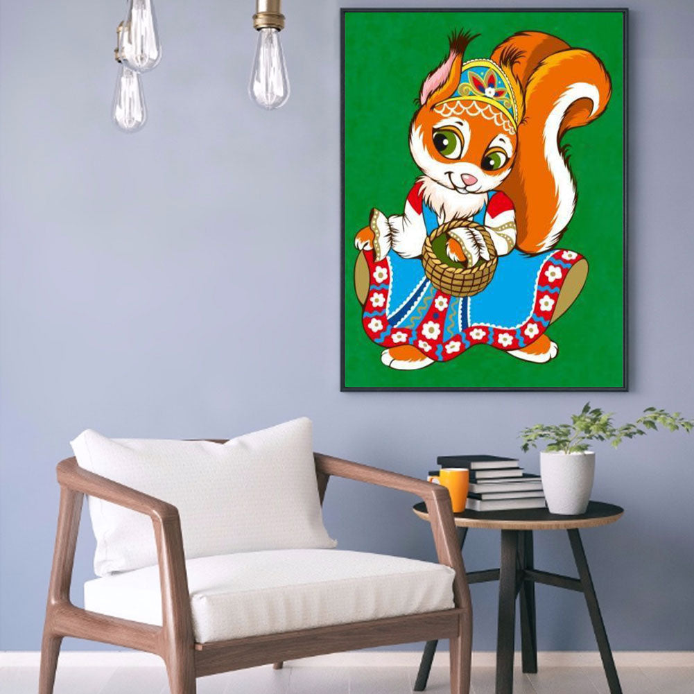 Christmas Fox - Full Round Drill Diamond Painting 30*40CM