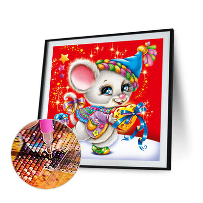 Christmas Mouse - Full Round Drill Diamond Painting 30*30CM