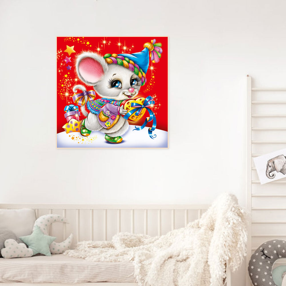 Christmas Mouse - Full Round Drill Diamond Painting 30*30CM