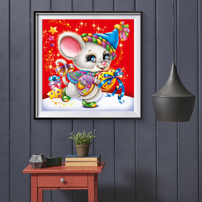 Christmas Mouse - Full Round Drill Diamond Painting 30*30CM