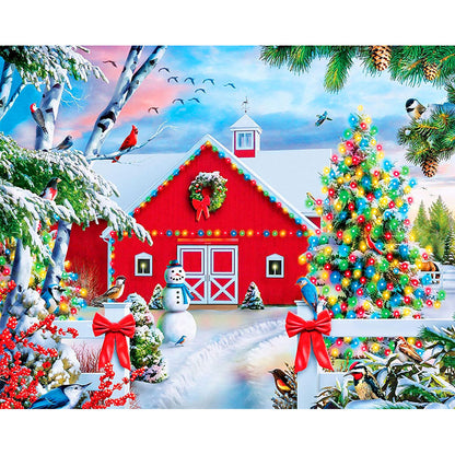 Christmas Snowman House - Full Round Drill Diamond Painting 55*40CM