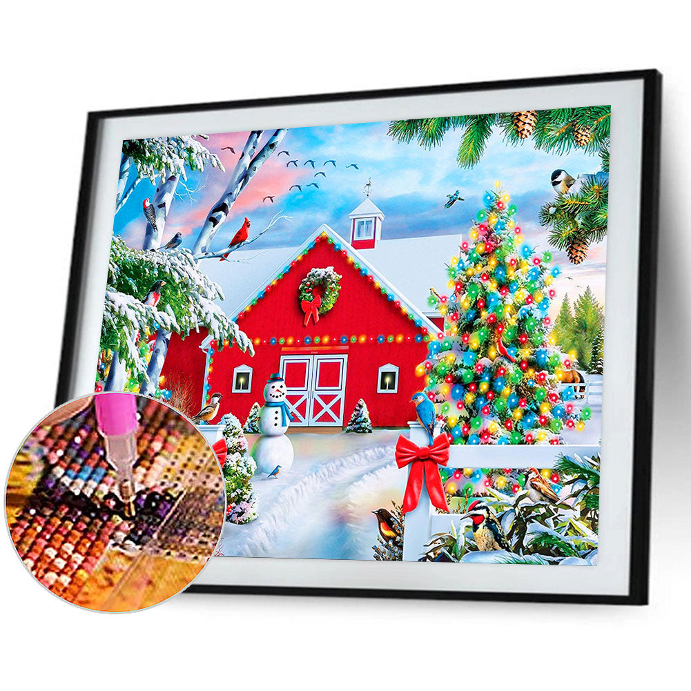 Christmas Snowman House - Full Round Drill Diamond Painting 55*40CM