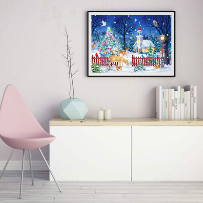 Christmas Snow Church - Full Round Drill Diamond Painting 55*40CM