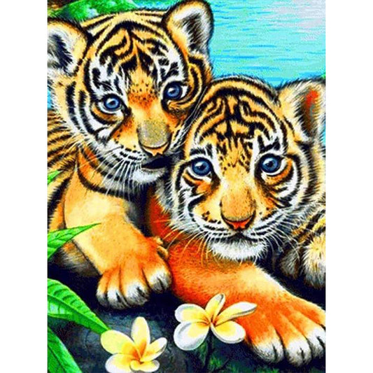 Two Tigers - Full Round Drill Diamond Painting 30*40CM