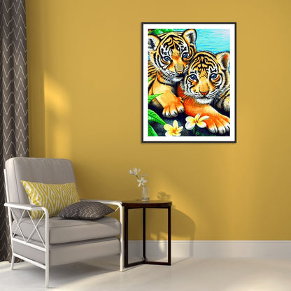 Two Tigers - Full Round Drill Diamond Painting 30*40CM