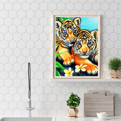 Two Tigers - Full Round Drill Diamond Painting 30*40CM