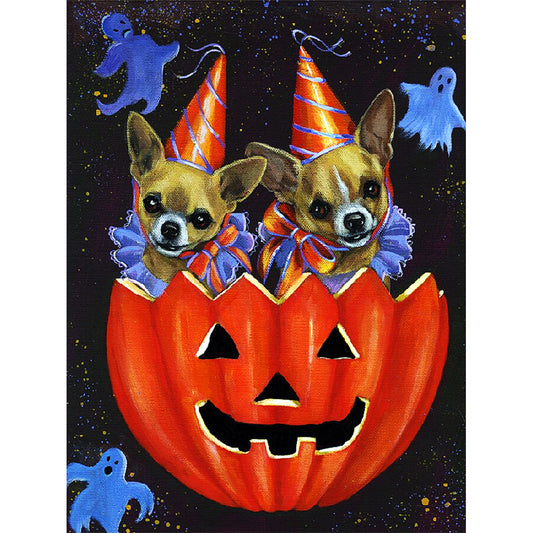 Halloween Dog - Full Round Drill Diamond Painting 30*40CM